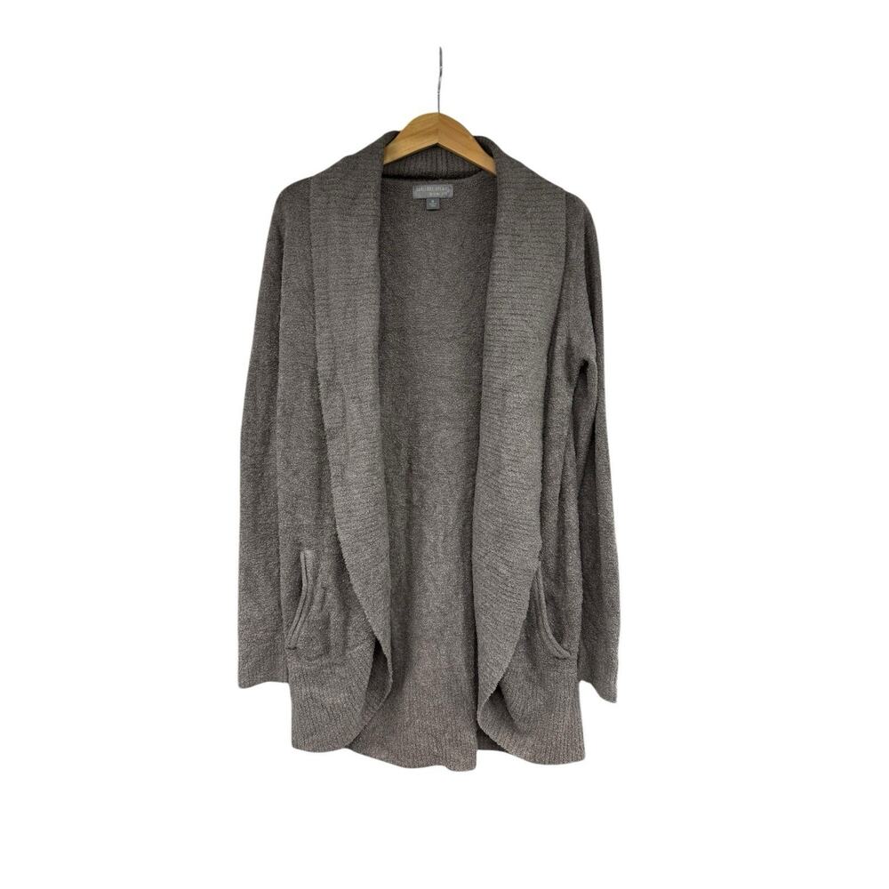 Barefoot Dreams CozyChic Lite Cardigan Sweater Size Medium Taupe Open Front Soft